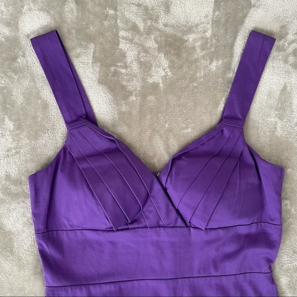 B. Darlin Purple Fitted Panel Wide Strap Dress Back Zip Junior Size 9/10 - Picture 2 of 8